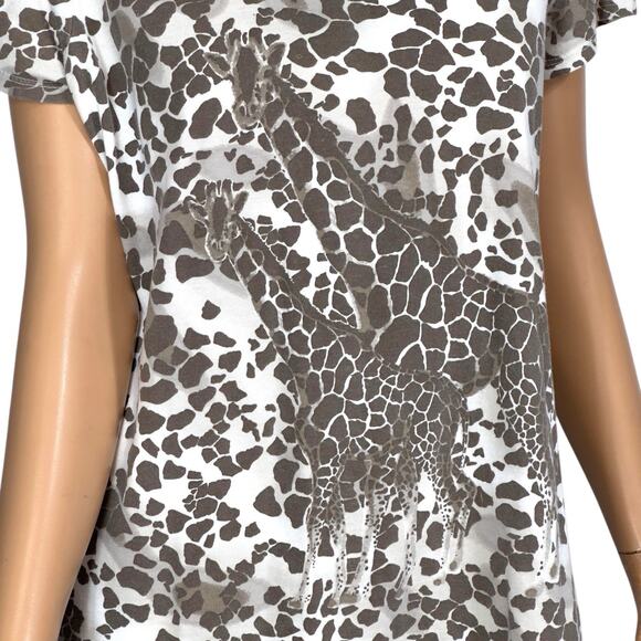 Animal Print T-Shirt AOP Giraffe Safari Whimsy Busy Mom Grunge READ Chicos 2 (L) - Picture 1 of 14